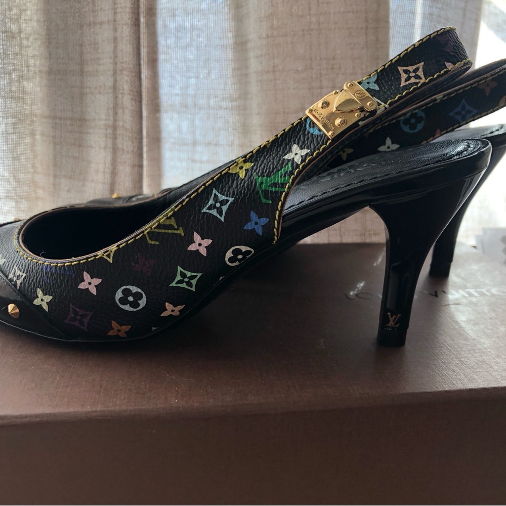 Louis Vuitton Black Sling Back Pumps 36 EU